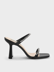 Patent Gem-Encrusted Heeled Sandals