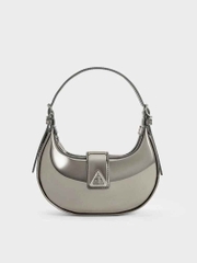 Trice Metallic Accent Belted Curved Shoulder Bag