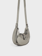 Trice Metallic Accent Belted Curved Shoulder Bag