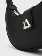 Trice Metallic Accent Belted Curved Shoulder Bag