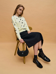 Trice Metallic Accent Belted Curved Shoulder Bag