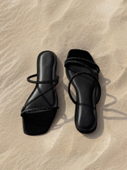 Satin Crystal-Embellished Strappy Sandals
