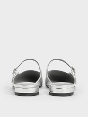 Pearl-Embellished Cap-Toe Flat Mules