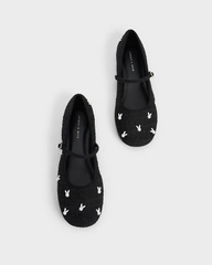 Bunny Tweed Mary Jane Flats