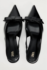 BOW TRIM SATIN EFFECT HEELED SHOE