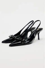 BOW TRIM SATIN EFFECT HEELED SHOE