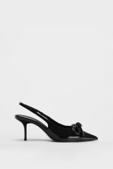 PATENT BOW HEEL SHOES