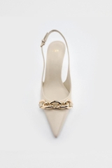 HEEKED SLINGBACK LEATHER STILETTO HEEL GOLD