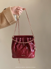 Túi đeo vai xích xếp ly Chio2nd Gold Party Bucket Bag
