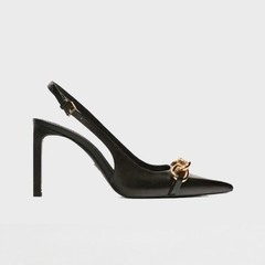 HEEKED SLINGBACK LEATHER STILETTO HEEL GOLD