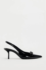 BOW TRIM SATIN EFFECT HEELED SHOE
