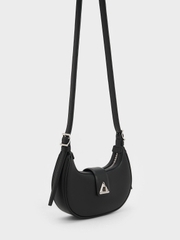 Trice Metallic Accent Belted Curved Shoulder Bag