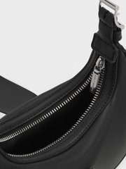 Trice Metallic Accent Belted Curved Shoulder Bag