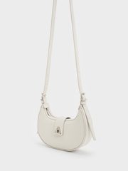 Trice Metallic Accent Belted Curved Shoulder Bag