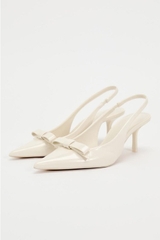 BOW TRIM SATIN EFFECT HEELED SHOE
