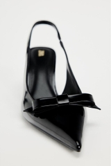 BOW TRIM SATIN EFFECT HEELED SHOE