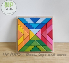 Bộ xếp hình cầu vồng bằng gỗ vui nhộn cho trẻ đồ chơi trẻ em Giáo cụ montessori kèm sách hướng dẫn xếp