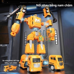 Đồ chơi Robot người máy, 6 xe kết hợp lại thành robot, lắp ráp kết hợp nam châm