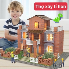 Đồ Chơi Xây Nhà Gạch Mini, Thợ Xây Tí Hon, Xây nhà bằng gạch mini, Đồ chơi giáo dục trí tuệ dành cho bé