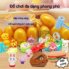 Đồ chơi dập trứng nhận quà, hộp mù trứng vàng nhiều chủ đề Kuromi, Labubu, Cappybra kèm búa cho bé
