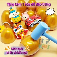 Đồ chơi dập trứng nhận quà, hộp mù trứng vàng nhiều chủ đề Kuromi, Labubu, Cappybra kèm búa cho bé