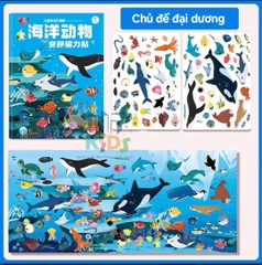 Đồ chơi tranh dán nam châm từ tính, nhiều miếng dán chủ đề công trình, đại dương, thành phố, phương tiện giao thông