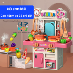 Đồ chơi kệ bếp nấu ăn loại lớn, phun khói và hơi nước, cao 70cm nhiều chi tiết cho bé