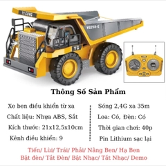 Xe Củ Coc Điều Khiển Từ Xa Sạc Pin LED Đa Chiều 680 Độ Gầu Kim Loại - Xe Ben Nông Nghiệp cho Bé