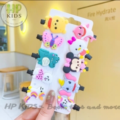 Set 10 kẹp tóc silicon chủ đề nhân vật hoạt hình ngộ nghĩnh đáng yêu cho bé gái
