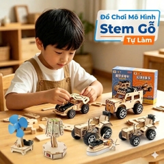 Đồ Chơi Lắp Ráp STEM Bằng Gỗ Tự Làm Có Động Cơ Phát Triển Tư Duy Sáng Tạo Cho Bé