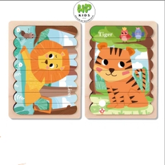 Ghép hình, xếp hình gỗ que kem 2 mặt cho bé tư duy sáng tạo, giáo dục Montessori