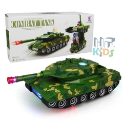Đồ chơi xe tăng biến hình robot kèm nhạc và đèn cho bé