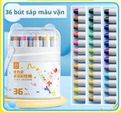 Bút màu sáp lụa màu hữu cơ, cho bé vẽ, tô màu dễ dàng lau chùi kèm hộp đựng, quai xách nắp đậy bút chống rơi cho bé
