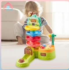 Đồ chơi bắn bóng tính điểm kết hợp cầu trượt 4 tầng và đập chuột. Đồ chơi giáo dục sớm kết hợp rèn luyện vận động tinh