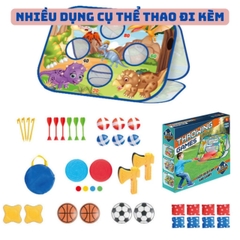 Đồ chơi vận động 3 trong 1 cho bé - Đá bóng, ném phi tiêu, Bóng rổ gáp gọn và nhiều dụng cụ cho bé chơi