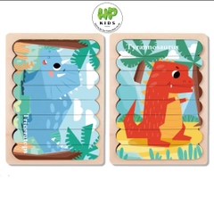 Ghép hình, xếp hình gỗ que kem 2 mặt cho bé tư duy sáng tạo, giáo dục Montessori