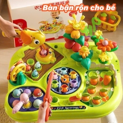 Bàn bận rộn 9in1 có câu cá, đập chuột, lắp ráp, nhổ củ cải... giao dục phương pháp montessories cho bé