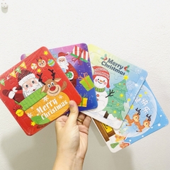 Tranh ghép hình 16 mảnh giáng sinh / noel có hình tô màu phía sau