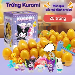 Đồ chơi dập trứng nhận quà, hộp mù trứng vàng nhiều chủ đề Kuromi, Labubu, Cappybra kèm búa cho bé
