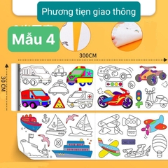 ( TẶNG KÈM KÉO VÀ MÀU) GIẤY CUỘN TRANH TÔ MÀU CẮT DÁN TÔ MÀU 3M CHO BÉ