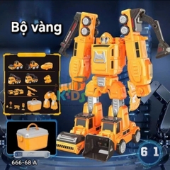 Đồ chơi Robot người máy, 6 xe kết hợp lại thành robot, lắp ráp kết hợp nam châm