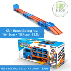 Xe đồ chơi container Vạn chuyển biến hình đường đua kép tặng kèm 6 xe đua bằng thép xịn xò cho bé
