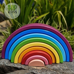 Bộ xếp hình cầu vồng bằng gỗ vui nhộn cho trẻ đồ chơi trẻ em Giáo cụ montessori kèm sách hướng dẫn xếp