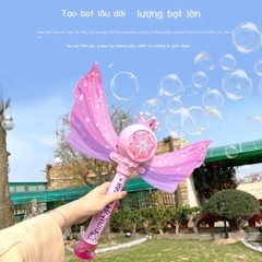 Gậy bong bóng, gậy phép thuật công chúa cho bé. Thồi bong bóng có đèn, nhạc, hộp đựng và xà phòng thối bong bóng