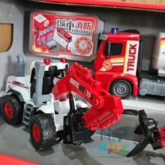 Bộ Xe Cứu Hỏa & Xe Bus Giáo Dục, Đồ Chơi Mô Hình Cao Cấp Kèm Đèn và Nhạc, Phù Hợp Trẻ 3+ Tuổi