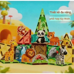 Đồ chơi xếp hình nam châm cầu vồng magnetic Tiles thông minh theo chủ đề, bộ đồ chơi giáo dục lắp ghép cho bé