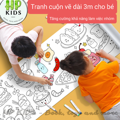 ( TẶNG KÈM KÉO VÀ MÀU) GIẤY CUỘN TRANH TÔ MÀU CẮT DÁN TÔ MÀU 3M CHO BÉ