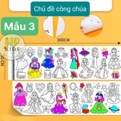 ( TẶNG KÈM KÉO VÀ MÀU) GIẤY CUỘN TRANH TÔ MÀU CẮT DÁN TÔ MÀU 3M CHO BÉ