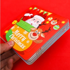 Tranh ghép hình 16 mảnh giáng sinh / noel có hình tô màu phía sau