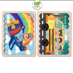 Ghép hình, xếp hình gỗ que kem 2 mặt cho bé tư duy sáng tạo, giáo dục Montessori